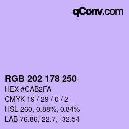 カラーコード: RGB 202 178 250 | qconv.com