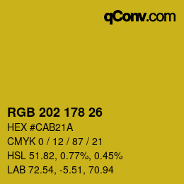 カラーコード: RGB 202 178 26 | qconv.com