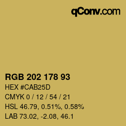 Color code: RGB 202 178 93 | qconv.com