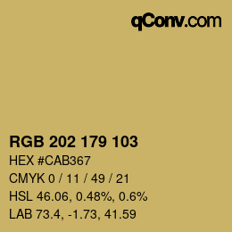 カラーコード: RGB 202 179 103 | qconv.com