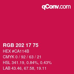 Color code: RGB 202 17 75 | qconv.com