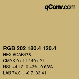 カラーコード: RGB 202 180.4 120.4 | qconv.com