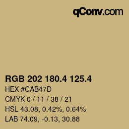 カラーコード: RGB 202 180.4 125.4 | qconv.com