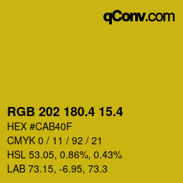 カラーコード: RGB 202 180.4 15.4 | qconv.com