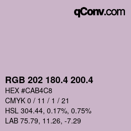カラーコード: RGB 202 180.4 200.4 | qconv.com