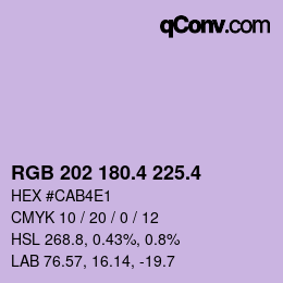 カラーコード: RGB 202 180.4 225.4 | qconv.com