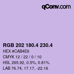 カラーコード: RGB 202 180.4 230.4 | qconv.com