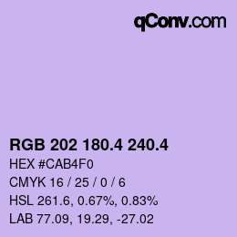 カラーコード: RGB 202 180.4 240.4 | qconv.com