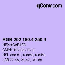 カラーコード: RGB 202 180.4 250.4 | qconv.com