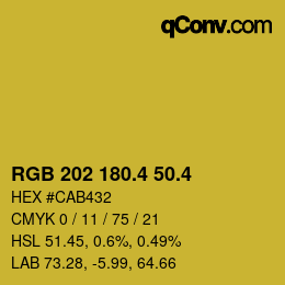 カラーコード: RGB 202 180.4 50.4 | qconv.com