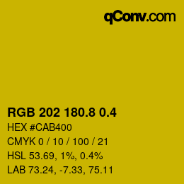 カラーコード: RGB 202 180.8 0.4 | qconv.com