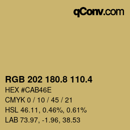 カラーコード: RGB 202 180.8 110.4 | qconv.com