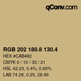 カラーコード: RGB 202 180.8 130.4 | qconv.com