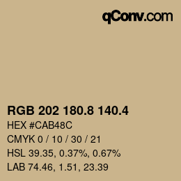 カラーコード: RGB 202 180.8 140.4 | qconv.com