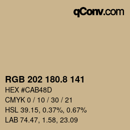 カラーコード: RGB 202 180.8 141 | qconv.com