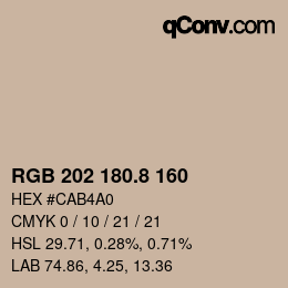 カラーコード: RGB 202 180.8 160 | qconv.com
