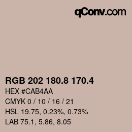 カラーコード: RGB 202 180.8 170.4 | qconv.com