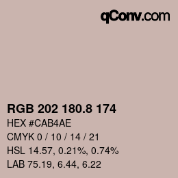 カラーコード: RGB 202 180.8 174 | qconv.com