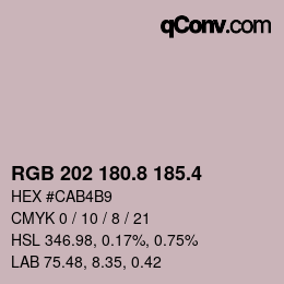 カラーコード: RGB 202 180.8 185.4 | qconv.com