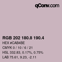 カラーコード: RGB 202 180.8 190.4 | qconv.com