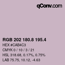 カラーコード: RGB 202 180.8 195.4 | qconv.com