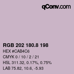 カラーコード: RGB 202 180.8 198 | qconv.com