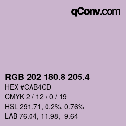 カラーコード: RGB 202 180.8 205.4 | qconv.com