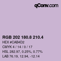 カラーコード: RGB 202 180.8 210.4 | qconv.com