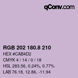 カラーコード: RGB 202 180.8 210 | qconv.com