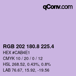 カラーコード: RGB 202 180.8 225.4 | qconv.com