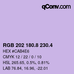 カラーコード: RGB 202 180.8 230.4 | qconv.com