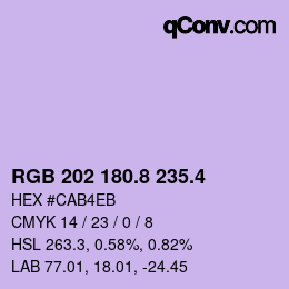 カラーコード: RGB 202 180.8 235.4 | qconv.com