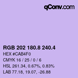 カラーコード: RGB 202 180.8 240.4 | qconv.com