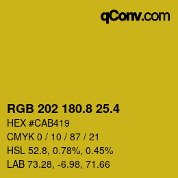 カラーコード: RGB 202 180.8 25.4 | qconv.com