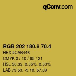 カラーコード: RGB 202 180.8 70.4 | qconv.com