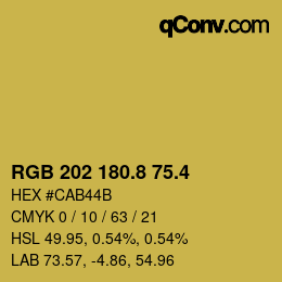 カラーコード: RGB 202 180.8 75.4 | qconv.com