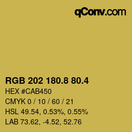 カラーコード: RGB 202 180.8 80.4 | qconv.com