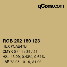 カラーコード: RGB 202 180 123 | qconv.com