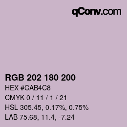 颜色代码: RGB 202 180 200 | qconv.com