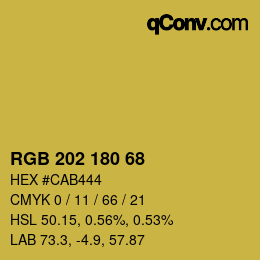Color code: RGB 202 180 68 | qconv.com