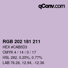 カラーコード: RGB 202 181 211 | qconv.com