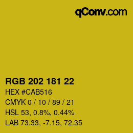 Color code: RGB 202 181 22 | qconv.com