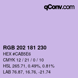カラーコード: RGB 202 181 230 | qconv.com