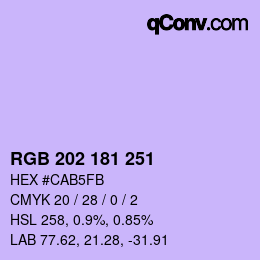 Color code: RGB 202 181 251 | qconv.com