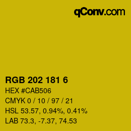 Color code: RGB 202 181 6 | qconv.com