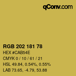 カラーコード: RGB 202 181 78 | qconv.com