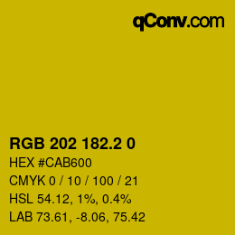カラーコード: RGB 202 182.2 0 | qconv.com