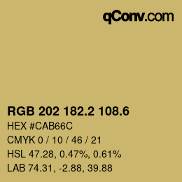 カラーコード: RGB 202 182.2 108.6 | qconv.com