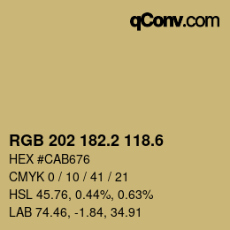 カラーコード: RGB 202 182.2 118.6 | qconv.com
