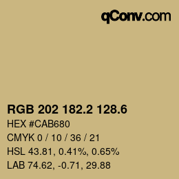 カラーコード: RGB 202 182.2 128.6 | qconv.com